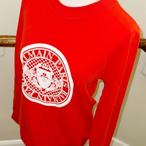 Balmain Vibrant Red Crewneck Sweater - Picture 8 of 12